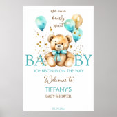 Teddy Bär Warten Baby Dusche Begrüßungszeichen Poster (Vorne)