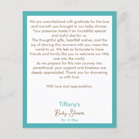 Teddy Bär warten Baby Dusche danke (Rückseite)