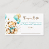 Teddy Bär warten Baby Dusche Windel Tombola Begleitkarte (Vorderseite)