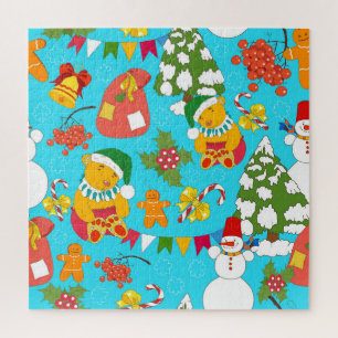 Teddy-Bär-Weihnachten: Kinderfreundliches Muster. Puzzle