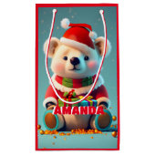 Teddy Bär Weihnachten Personalisiert Kids Red Kleine Geschenktüte (Rückseite)