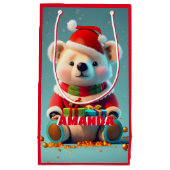 Teddy Bär Weihnachten Personalisiert Kids Red Kleine Geschenktüte (Vorderseite)