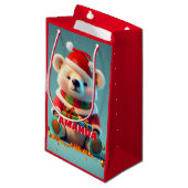 Teddy Bär Weihnachten Personalisiert Kids Red Kleine Geschenktüte (Vorderseite Schrägansicht)