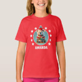 Teddy Bär Weihnachten Personalisiert Kids Red T-Shirt (Vorderseite)