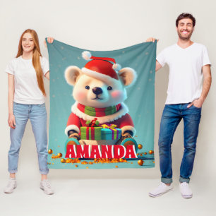 Teddy Bär Weihnachten Personalisierte Kinder Fleecedecke