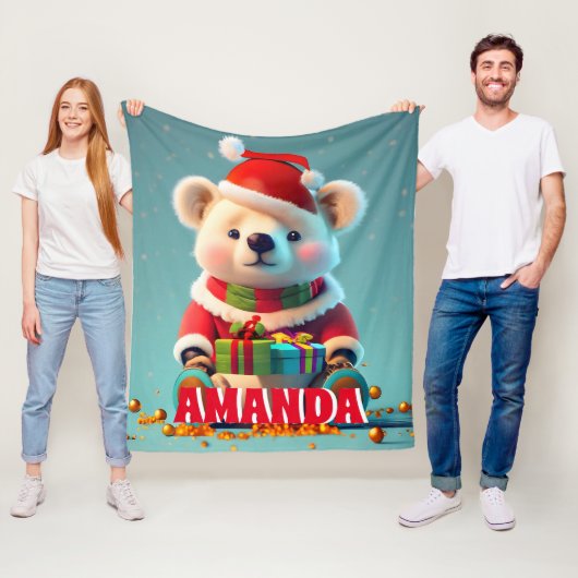 Teddy Bär Weihnachten Personalisierte Kinder Fleecedecke (Beispiel)