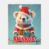 Teddy Bär Weihnachten Personalisierte Kinder Fleecedecke (Vorderseite)