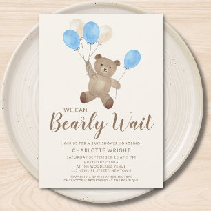 Teddy Bär Wir Können Kaum Warten Junge Baby Shower Einladung