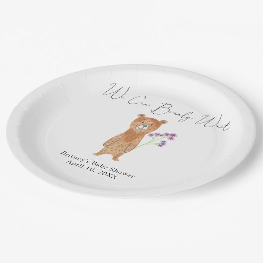 Teddy Bär - wir können schon warten Pappteller (Schrägansicht)