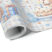 Teddy Bär wird ein Jahr alt  Geschenkpapier (Rolleneckpunkt)