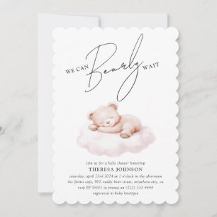 Teddy Bär Wolke Kaum Warten Mädchen Baby-Party Einladung