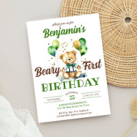 Teddy Bär zum ersten Geburtstag Party grün braun
