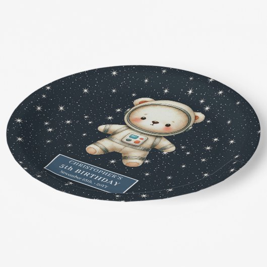 Teddy Bären Astronaut Papier Teller kundenspezifis (Schrägansicht)