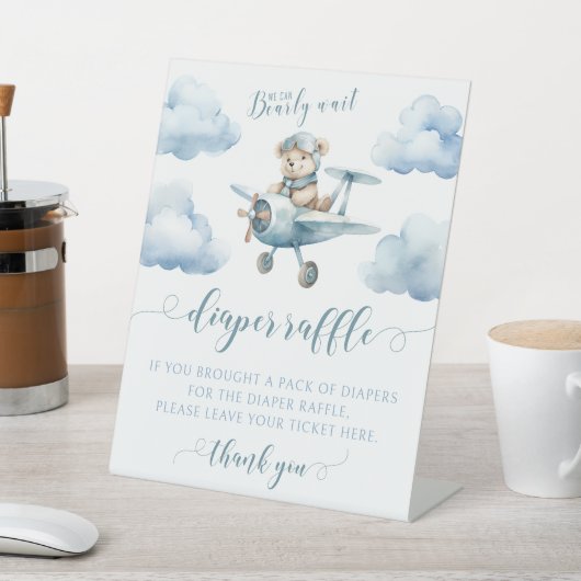 Teddy Bären Baby Boy Dusche Windel Tombola Sockelschild (In SItu)