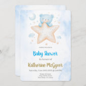 Teddy Bären Baby Duschboy Einladung (Vorne/Hinten)