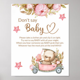 Teddy Bären Babybär sagen nicht Babydusche Poster