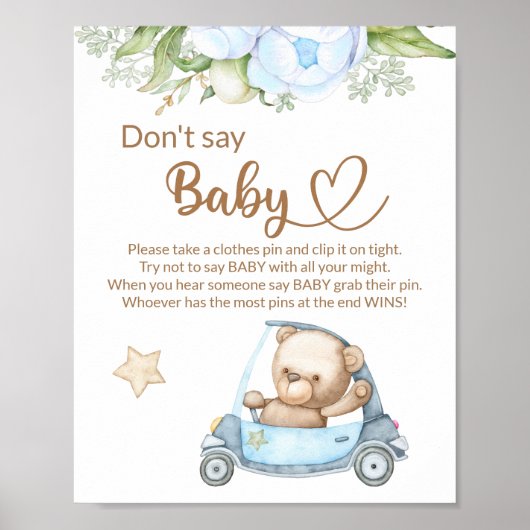 Teddy Bären Babybär sagen nicht Babydusche Poster (Vorne)