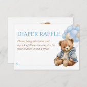 Teddy Bären Babydusche fürs Warten auf Windeln Tom Einladung (Vorne/Hinten)