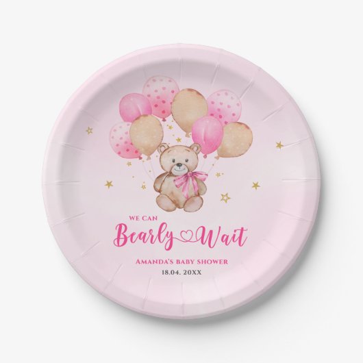 Teddy Bären Babydusche Pappteller (Vorderseite)