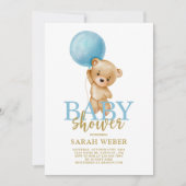 Teddy Bären Ballon Babydusche Einladung (Vorderseite)