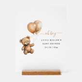 Teddy Bären Balloons Babydusche Geschlecht neutral Acrylschild (Vorderseite)