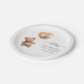 Teddy Bären Balloons Babydusche Geschlecht neutral Pappteller (Schrägansicht)