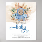 Teddy Bären blauen Blüten Pampas nicht sagen Babys Poster (Vorne)