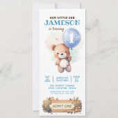 Teddy Bären blauer Ballon Beary First Geburtstag Einladung (Vorderseite)