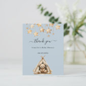 Teddy Bären Blue Baby Dusche Danke Karte (Stehend Vorderseite)