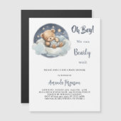 Teddy Bären Blue Moon Sky Luxus Babydusche Magneteinladung (Vorne/Hinten)