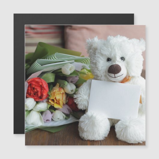 Teddy Bären Blume Liebe blüht Schicksal des Schick Magnetkarte (Vorne/Hinten)