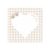 Teddy-Bären Brown Gingham Heart Post-it Klebezettel