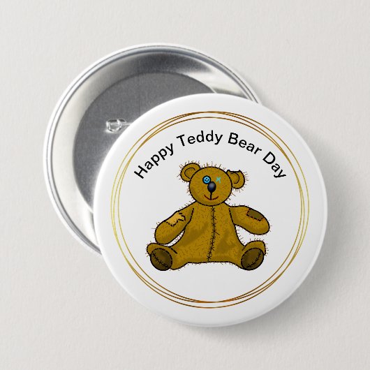 Teddy Bären Day Button mit gepatchenem, geliebtem  (Vorne & Hinten)