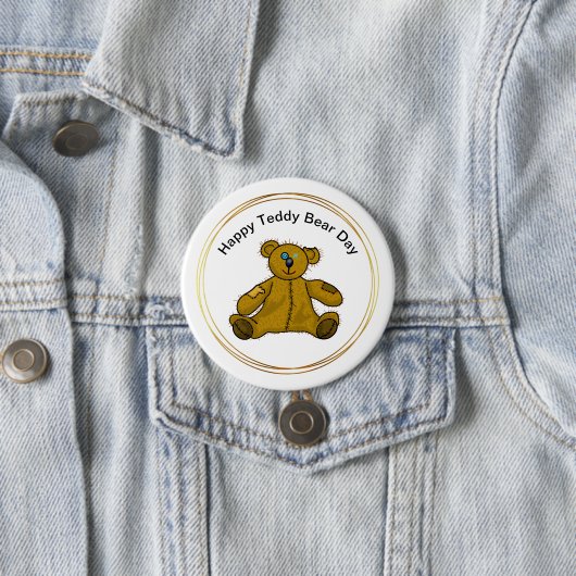 Teddy Bären Day Button mit gepatchenem, geliebtem  (Beispiel)