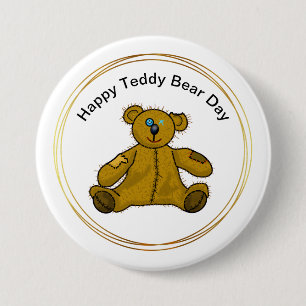 Teddy Bären Day Button mit gepatchenem, geliebtem