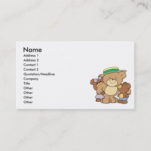 Teddy Bären Design Visitenkarte (Vorderseite)