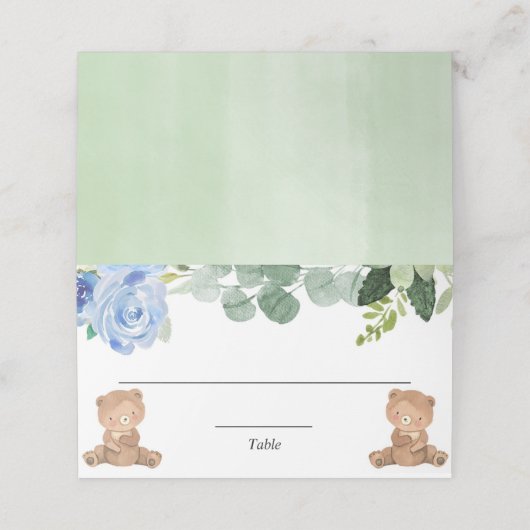 Teddy Bären dubinblaues Grün Platzkarte (Außenseite Aufgefaltet)