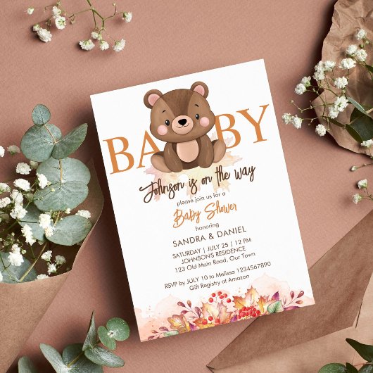 Teddy Bären Fall Baby Dusche niedlich Teddy Einladung
