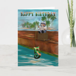 Teddy Bären Fischen Happy 5 Geburtstag Karte