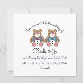 Teddy Bären Gay Hochzeit zwei Bräutigam Einladung