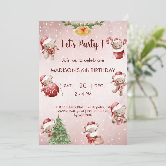 Teddy Bären Geburtstag Einladung (Stehend Vorderseite)