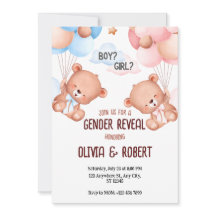 Teddy Bären Gender Reveve Invitation Balloons
