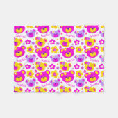 Teddy Bären Gesichter und Blume individuelle Name Fleecedecke (Vorderseite (Horizontal))