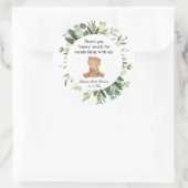 Teddy Bären Grün niedliche Babydusche Danke Runder Aufkleber (Tasche)