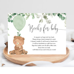 Teddy Bären Grünballon Bücher für Babydusche Begleitkarte