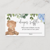 Teddy Bären grüne blaue Blütenjunge Windelraffe Begleitkarte (Vorderseite)