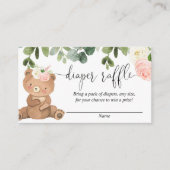 Teddy Bären grüne Rosa Blumenmädchen Windelraffe Begleitkarte (Vorderseite)