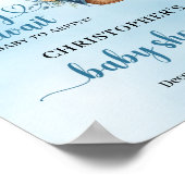 Teddy Bären Heißluftballon Boy Baby Dusche Empfang Poster (Ecke)