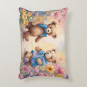 Teddy Bären in einem Pastelgarten Dekokissen (Vorderseite(Vertikal))