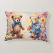 Teddy Bären in einem Pastelgarten Dekokissen (Rückseite)